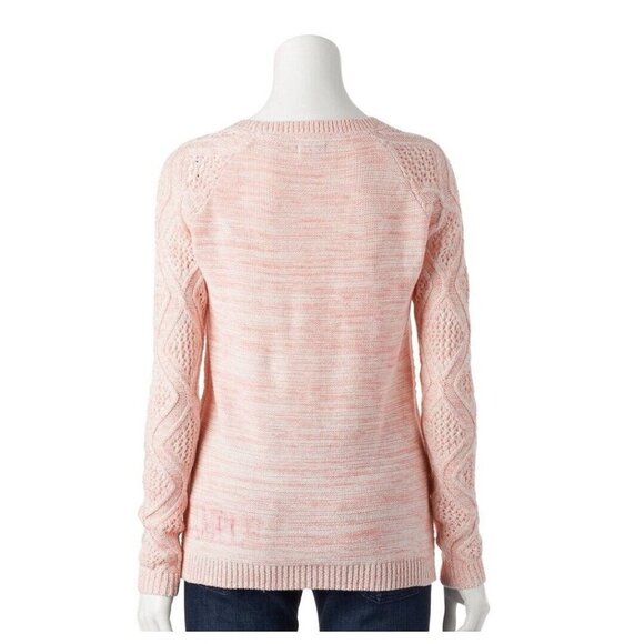 Sonoma Life + Style Chunky Cable Knit Sweater Women’s Size Medium Pink White - Picture 9 of 9